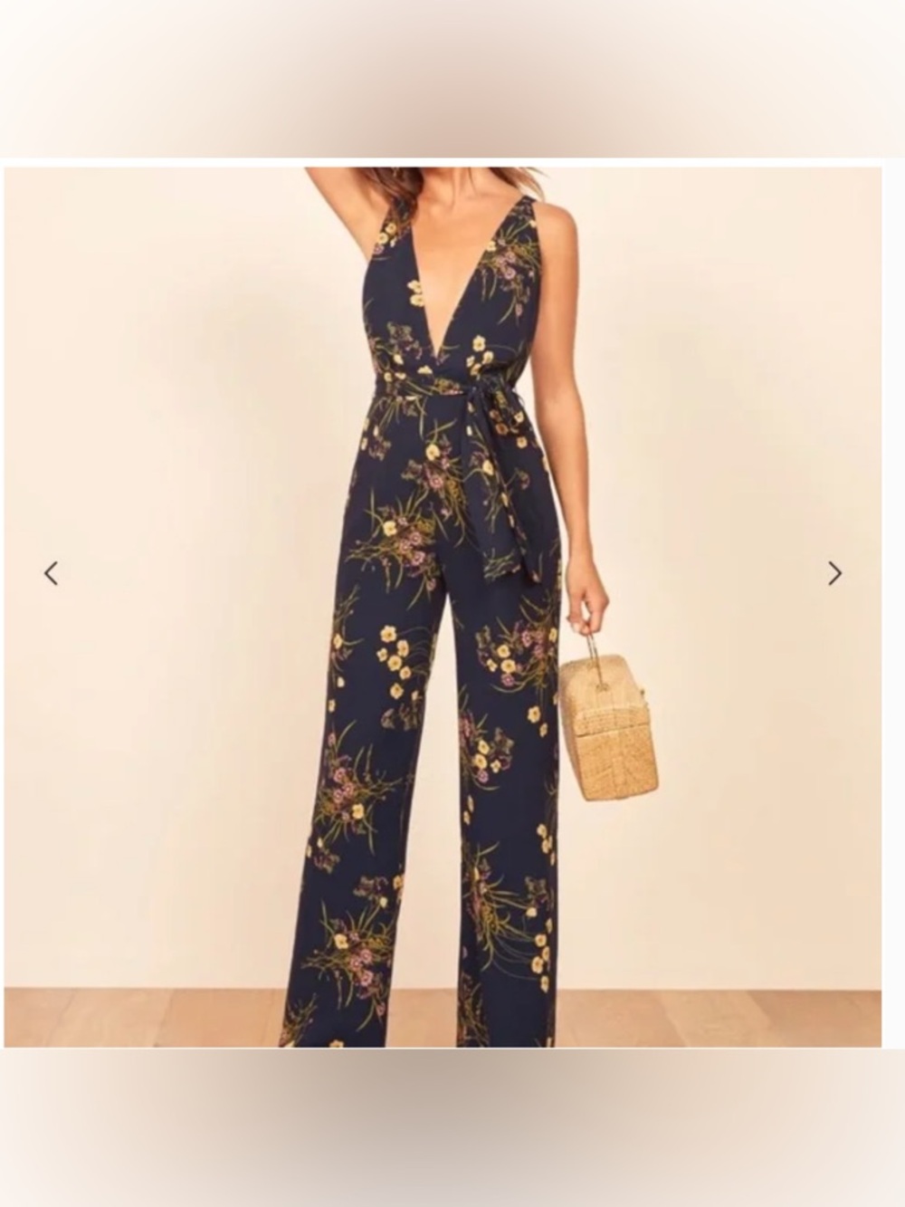 Reformation Sofi Jumpsuit Mademoiselle Floral size 0 Cross Back Cross Neckline